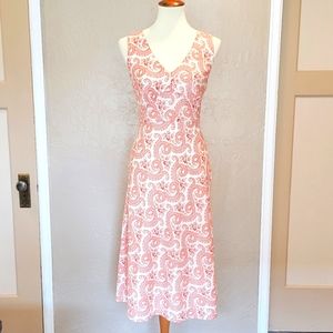 J Crew V-Neck Sleeveless Midi Toile Print Dress